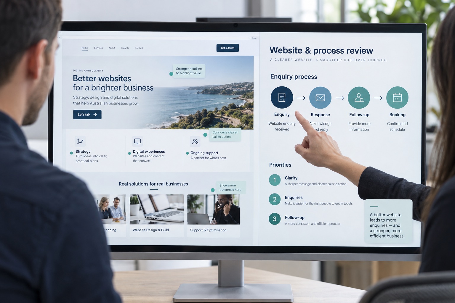 Reviewing a website and its enquiry, response, follow-up and booking process