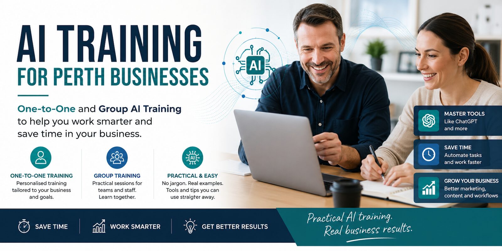 AI training for Perth businesses with one-to-one and group training for using ChatGPT and AI tools.