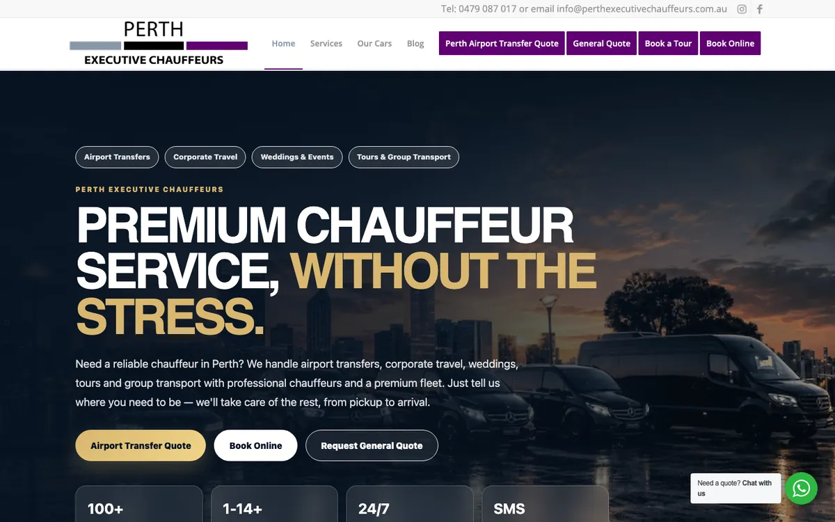 The Perth Executive Chauffeurs website – Perth Executive Chauffeurs