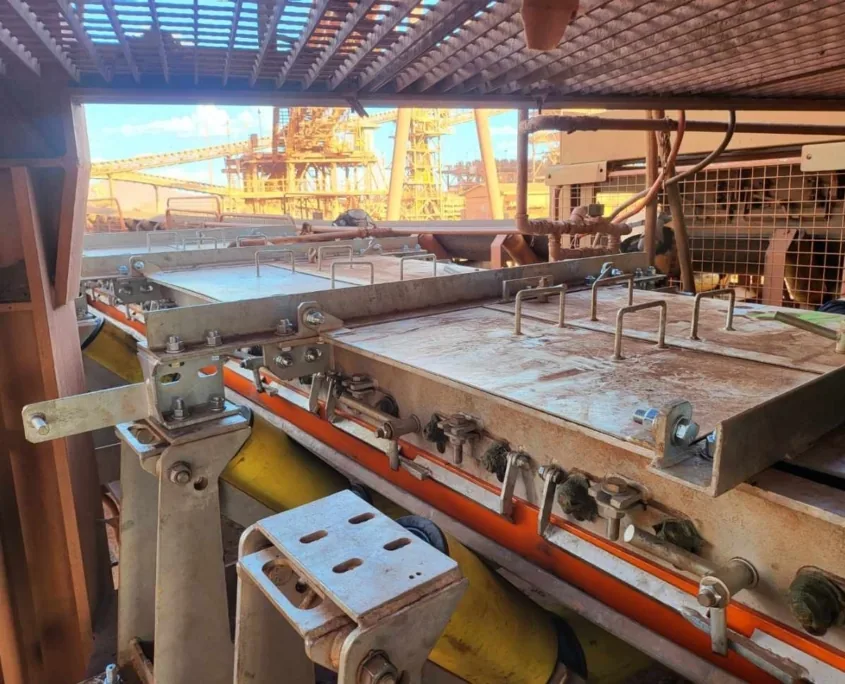 H&B Mining conveyor transfer point equipment installed on a mine site