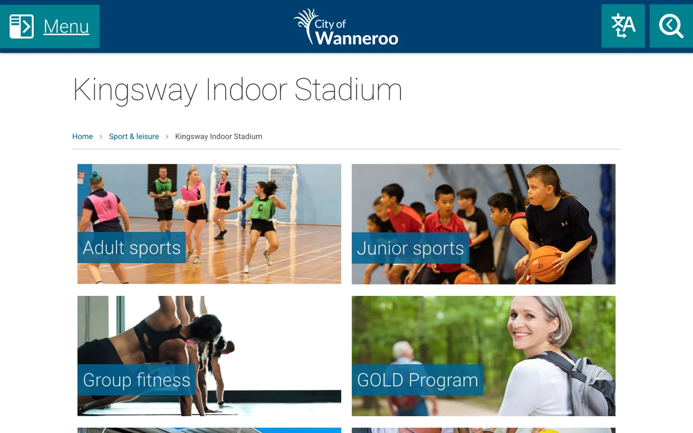 The City of Wanneroo page for Kingsway Indoor Stadium