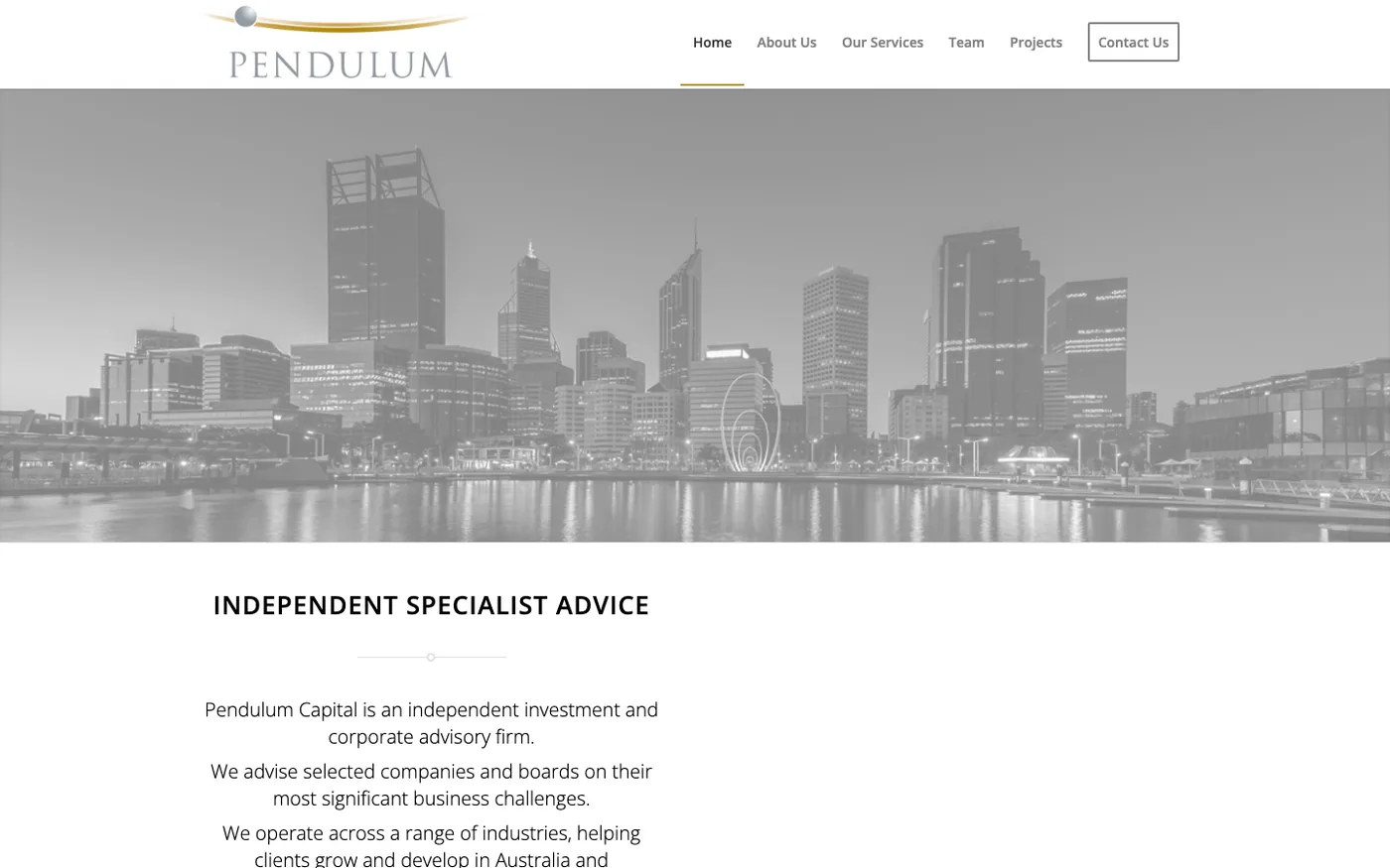 The Pendulum Group website home page